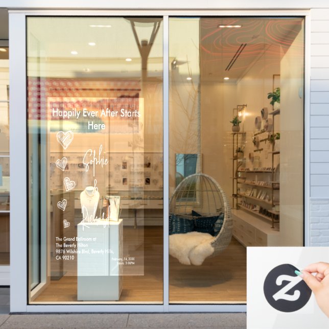 Autocollant Pour Fenêtre Hearts White Weddings Celebrating Love Romance (Vitrine du magasin)
