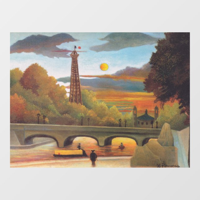 Autocollant Pour Fenêtre Henri Rousseau - Seine et Tour Eiffel au coucher d (Feuille)