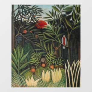 Autocollant Pour Fenêtre Henri Rousseau - Singes et perroquets en Forêt Vie