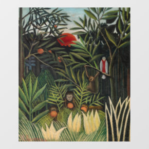 Autocollant Pour Fenêtre Henri Rousseau - Singes & Perroquet dans la Forêt