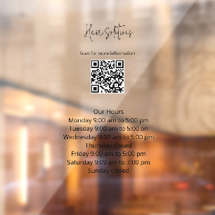 Autocollant Pour Fenêtre Heures d'affaires avec fermeture de fenêtre de cod