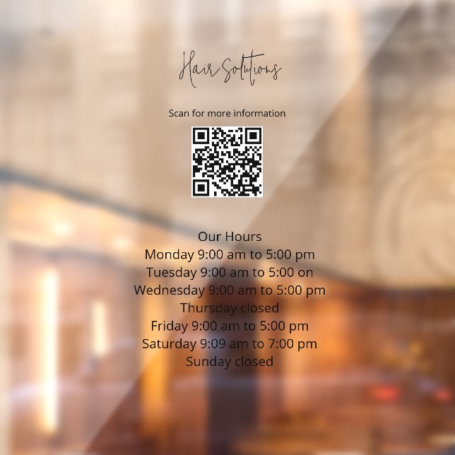 Autocollant Pour Fenêtre Heures d'affaires avec fermeture de fenêtre de cod (Feuille 2)