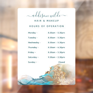 Autocollant Pour Fenêtre Heures D'Affaires De L'Encre D'Aquarelle Moderne B