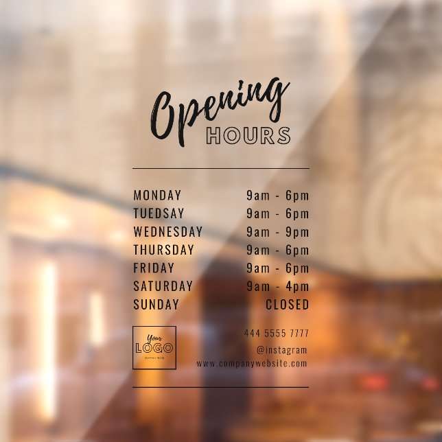 Autocollant Pour Fenêtre Heures d'affaires professionnelles simples Noir av (Feuille 2)