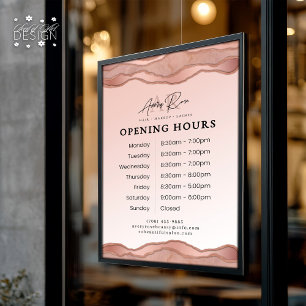 Autocollant Pour Fenêtre Heures de salon de beauté en marbre d'agate rose d