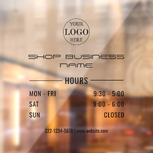 Autocollant Pour Fenêtre Heures d'ouverture Blur Grey Logo Entreprise