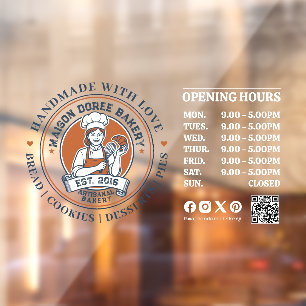 Autocollant Pour Fenêtre Heures d'ouverture de la boulangerie-pâtisserie-tr