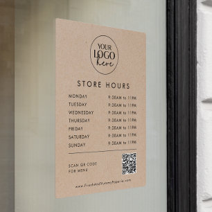 Autocollant Pour Fenêtre Heures d'ouverture de la boutique avec code QR de