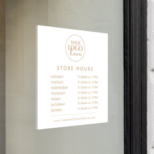 Autocollant Pour Fenêtre Heures d'ouverture de la boutique de logo d'entrep