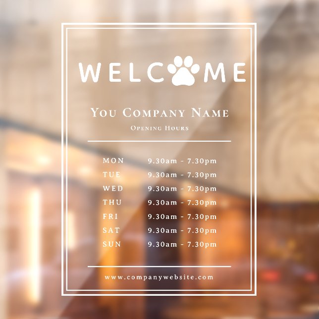 Autocollant Pour Fenêtre Heures d'ouverture de la clinique vétérinaire Logo (Feuille 2)