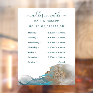 Autocollant Pour Fenêtre Heures d'ouverture de l'entreprise à l'encre aquar