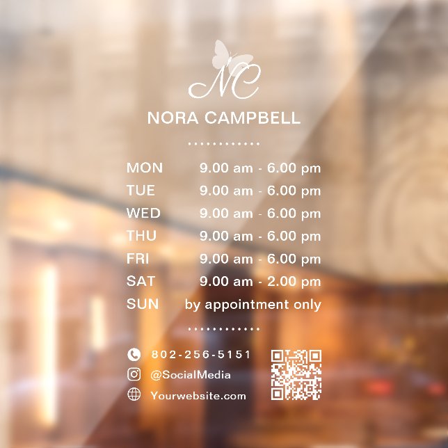 Autocollant Pour Fenêtre Heures d'ouverture de l'entreprise Code QR Icônes  (Feuille 2)