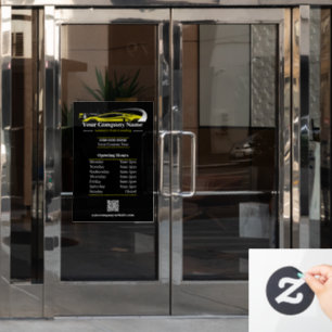 Autocollant Pour Fenêtre Heures d'ouverture de l'entreprise de lavage autom