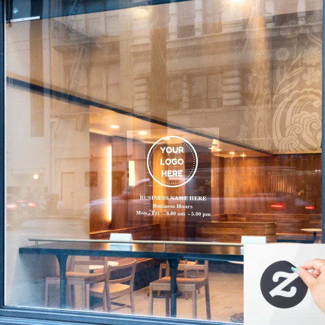 Autocollant Pour Fenêtre Heures d'ouverture de logo d'entreprise profession (Fenêtre de café)