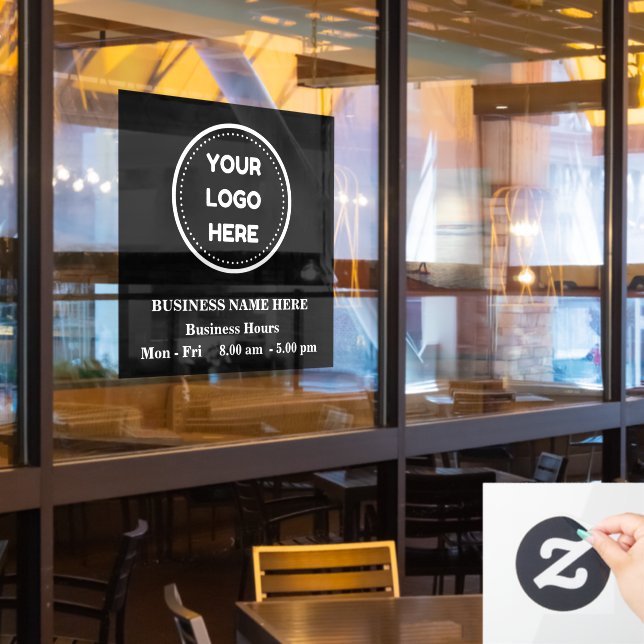 Autocollant Pour Fenêtre Heures d'ouverture de logo d'entreprise profession (Fenêtre du restaurant)