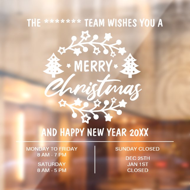 Autocollant Pour Fenêtre Heures d'ouverture de Noël pour les entreprises  (Feuille 2)