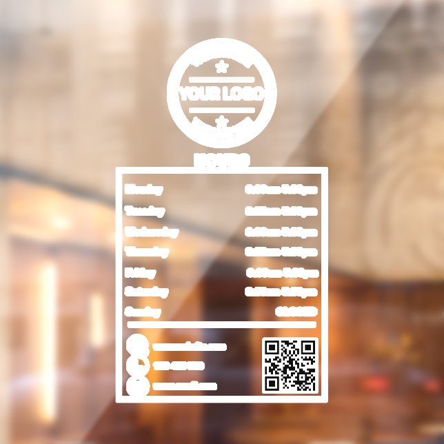 Autocollant Pour Fenêtre Heures d'ouverture Décale Heures de bureau (Feuille 2)