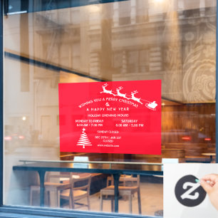 Autocollant Pour Fenêtre Heures d'ouverture des fêtes, Joyeux Noël