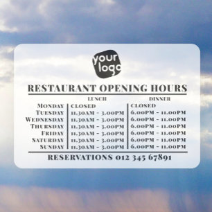 Autocollant Pour Fenêtre Heures d'ouverture du déjeuner et du dîner avec lo