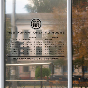 Autocollant Pour Fenêtre Heures d'ouverture du déjeuner et du dîner avec lo