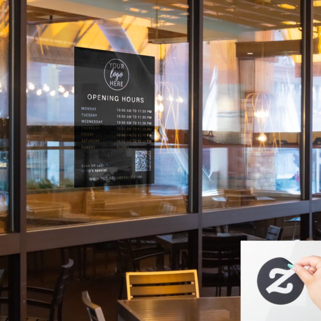 Autocollant Pour Fenêtre Heures d'ouverture du logo Simple Custom Business (Fenêtre du restaurant)