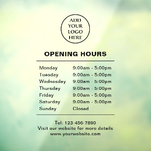Autocollant Pour Fenêtre Heures d'ouverture du magasin de la société commer