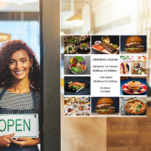 Autocollant Pour Fenêtre Heures d'ouverture du restaurant personnalisées 10