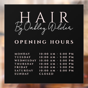 Autocollant Pour Fenêtre Heures d'ouverture du salon de coiffure Blush Blac