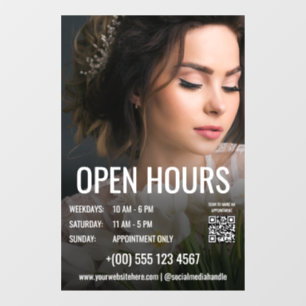 Autocollant Pour Fenêtre Heures d'ouverture du salon de coiffure et de maqu