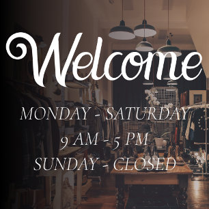 Autocollant Pour Fenêtre Heures d'ouverture élégantes   Ouverture de l'heur