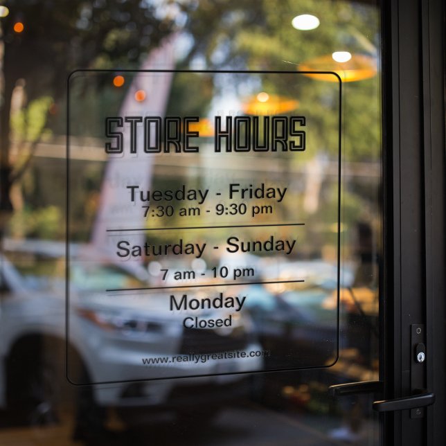 Autocollant Pour Fenêtre Heures d'ouverture l Heures d'ouverture de l'entre (Créateur téléchargé)