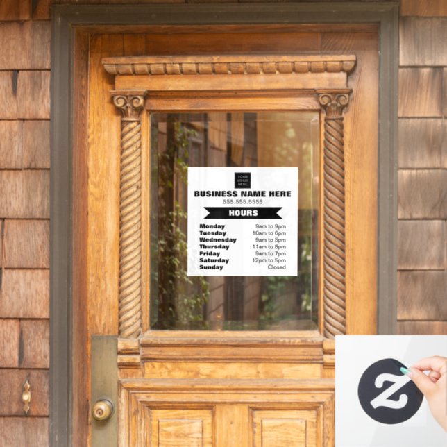 Autocollant Pour Fenêtre Heures d'ouverture Logo (Porte d'accueil)