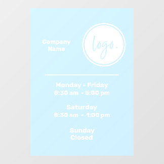 AUTOCOLLANT POUR FENÊTRE HEURES D'OUVERTURE LOGO D'AFFAIRES BLEU ET BLANC