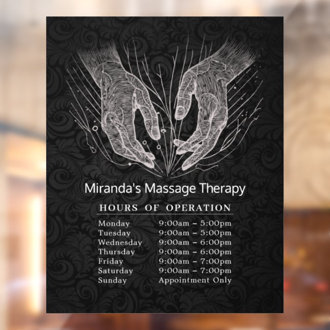 Autocollant Pour Fenêtre Heures d'ouverture Massage Thérapie Mains de Guéri (Feuille 2)