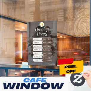 Autocollant Pour Fenêtre Heures d'ouverture minimaliste de l'entreprise Wal