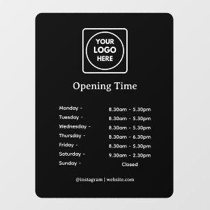 Autocollant Pour Fenêtre Heures d'ouverture Store Cling noir   Enseigne de 