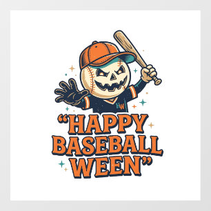Autocollant Pour Fenêtre Heureux Baseball Ween Vintage Halloween Baseball D