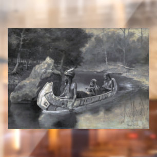 Autocollant Pour Fenêtre Hiawatha Indian Canoe Ojibwe ou Iroquois Leader