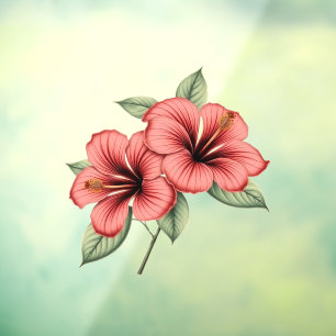 Autocollant Pour Fenêtre Hibiscus Vintage