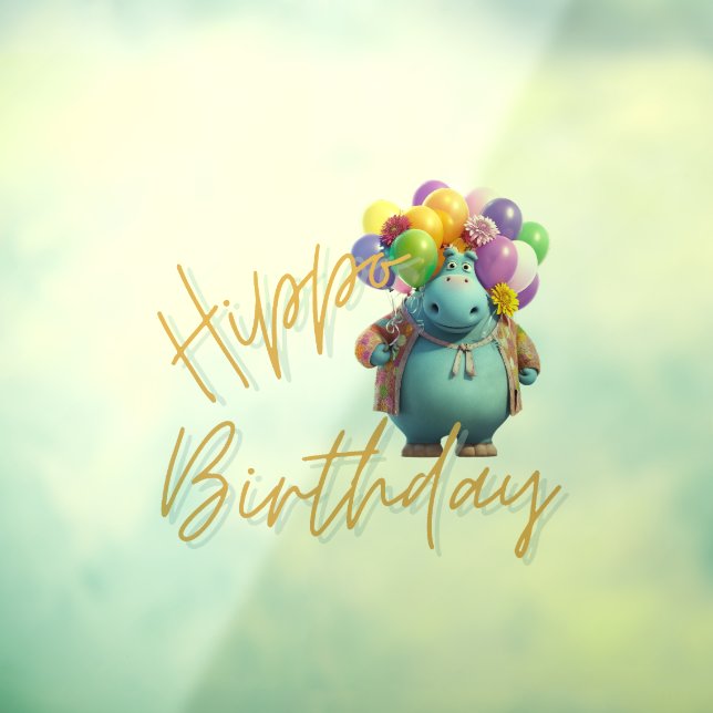 Autocollant Pour Fenêtre Hippo Birthday (Feuille 3)