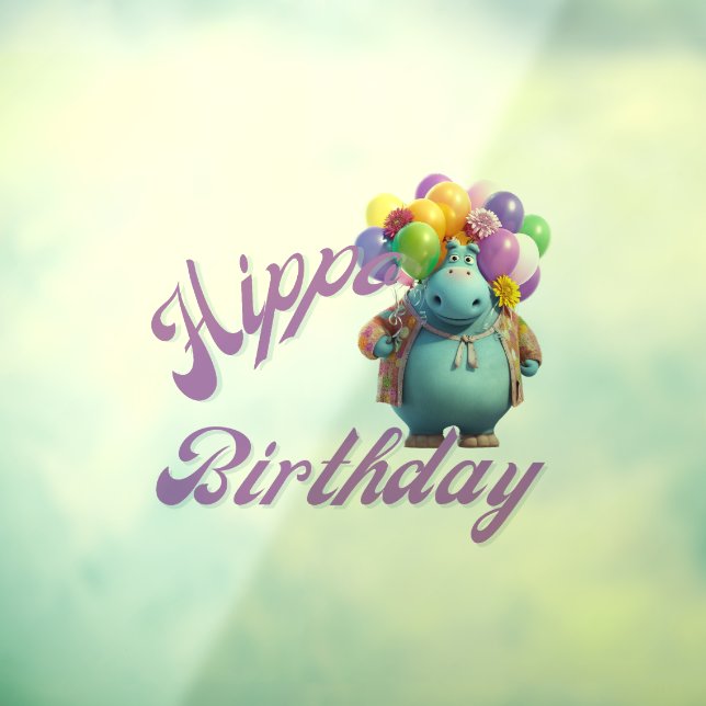 Autocollant Pour Fenêtre Hippo Birthday (Feuille 3)