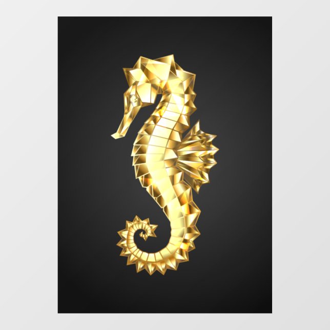 Autocollant Pour Fenêtre Hippocampe Polygonal Or (Feuille)
