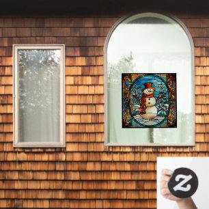 Autocollant Pour Fenêtre hiver Noël Snowman Saison Faux Verre de retenue