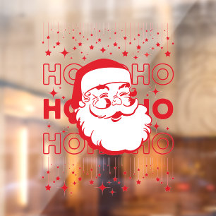 Autocollant Pour Fenêtre Hohoho Red Retro Santa Claus Starry Sky