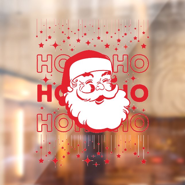 Autocollant Pour Fenêtre Hohoho Red Retro Santa Claus Starry Sky (Feuille 2)