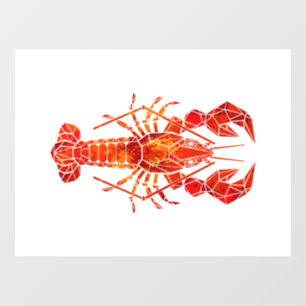 Autocollant Pour Fenêtre Homard polygonal rouge