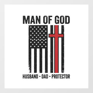 Autocollant Pour Fenêtre Homme de Dieu Croix Patriotique Design de T-shirt 