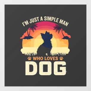 Autocollant Pour Fenêtre Homme Simple Qui Aime Silhouette De Chien Coucher