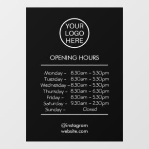 Autocollant Pour Fenêtre HORAIRES D'OUVERTURE avec logo commercial personna