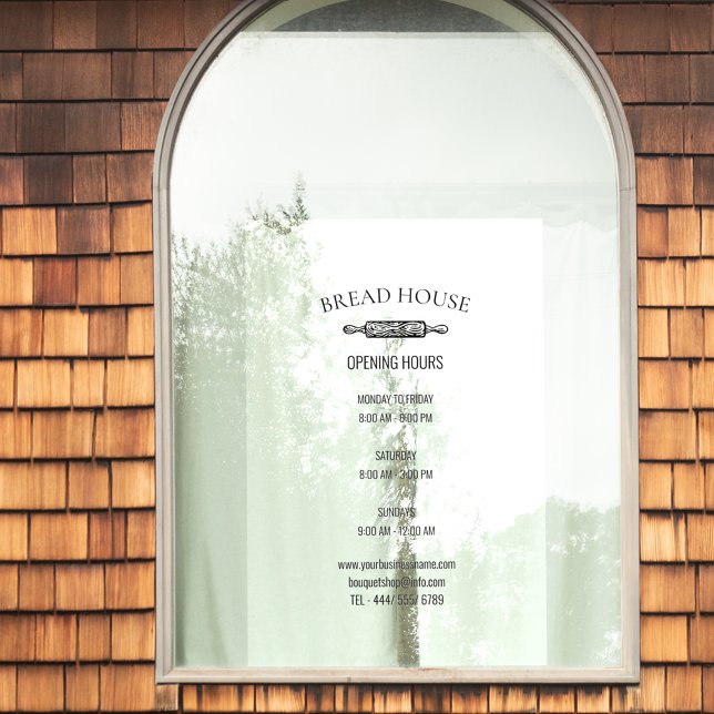 Autocollant Pour Fenêtre Horaires d'ouverture Boutique de boulangerie local (Créateur téléchargé)